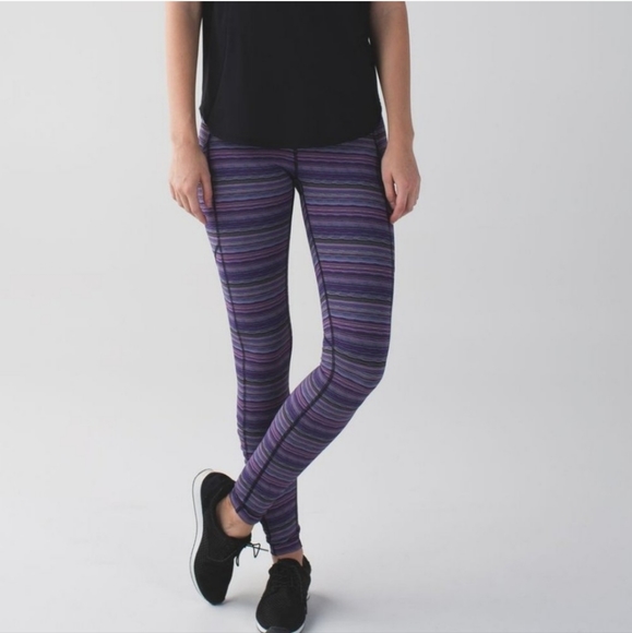 LULULEMON Speed Tight Purple Stripe Legging Size 4 - Picture 1 of 8